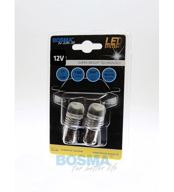 Żarówka 12V Bosma BAY15d  1x LED SMD5630 SMD MEGA WHITE 6000K 2szt *3208* qq