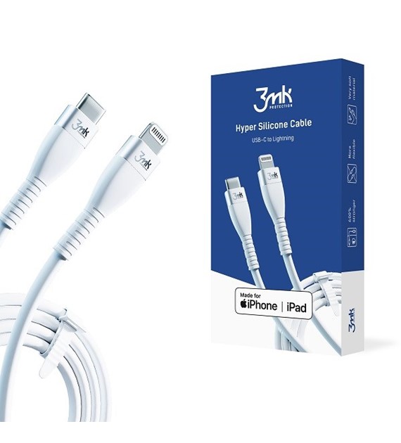 AKC. 3MK Kabel iPhone Hyper Silicone Cable Typ C - Lightning 20W 3A biały