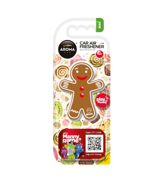Zapach AROMA CAR Polymer Manny CHRISTMAS COOKIE GINGERBREAD  *831747* (op. 10szt)