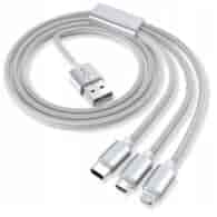 Kabel do telefonu 3w1 micro usb usb-c lightning 120cm transmisja *0807* xj