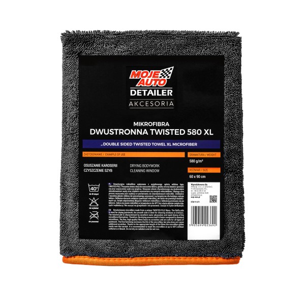 Moje Auto Detailer Mikrofibra dwustronna TWISTED TOWEL XL 580g/m2 60x90cm (19-671)