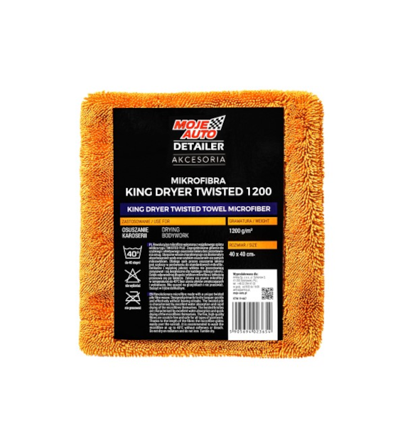 Moje Auto Detailer Mikrofibra KING DRYER TWISTED TOWEL 1200g/m2 40x40cm (19-667)