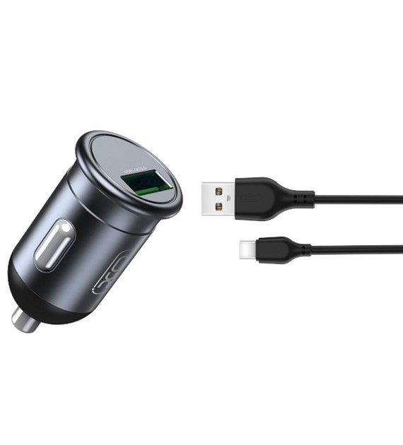 XO ładowarka samochodowa CC46 QC 3.0 18W 1x USB szara + kabel USB-C *GSM167461*