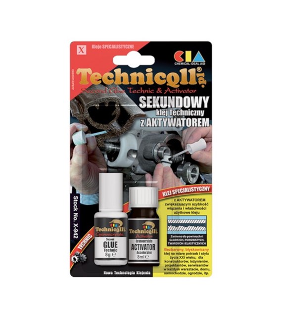 TECHNICQLL- Klej Sekundowy techniczny z aktywatorem 8g+8ml