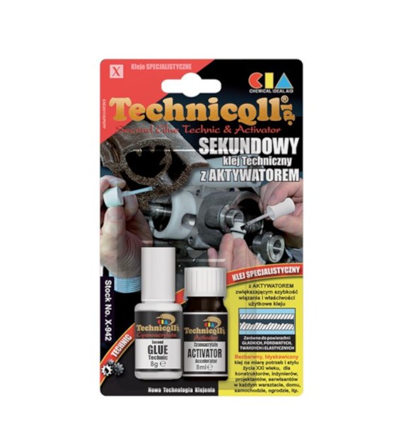 TECHNICQLL- Klej Sekundowy techniczny z aktywatorem 8g+8ml