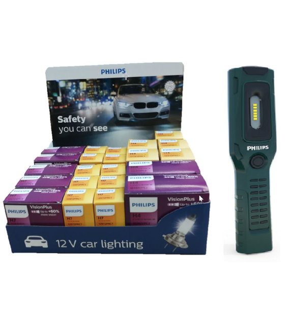 Żarówka 12V Display Philips (10H7+5H4) (H7+60% 5kpl +H4+60%-2kpl)+ PILLAR XPERION 3000