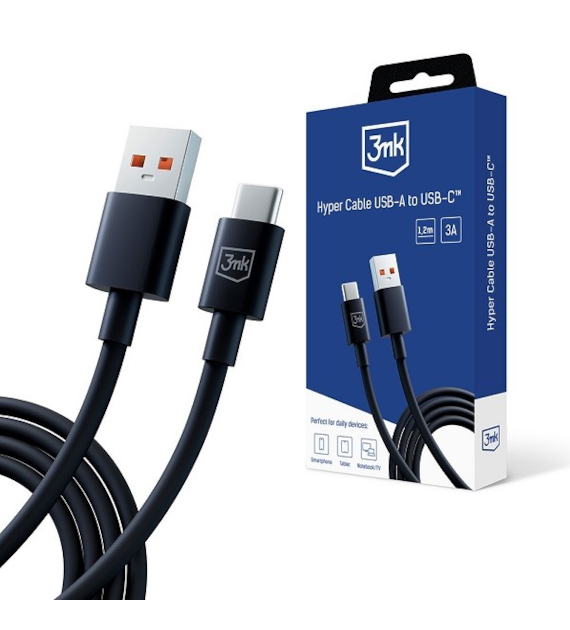 AKC. 3MK Accessories - 3mk Hyper Cable A to C 1.2m 3A Black