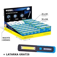 Żarówka 12V Display BOSMA (25x H7+10x H4)  + lampka warsztatowa Bosma 7268