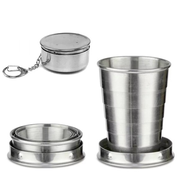 KIELISZEK STALOWY SKLADANY METALOWY MYŚLIWSKI BRELOK *XJ5275*