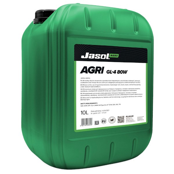 Olej JASOL AGRI 6 Hipol 80W GL-4   10l