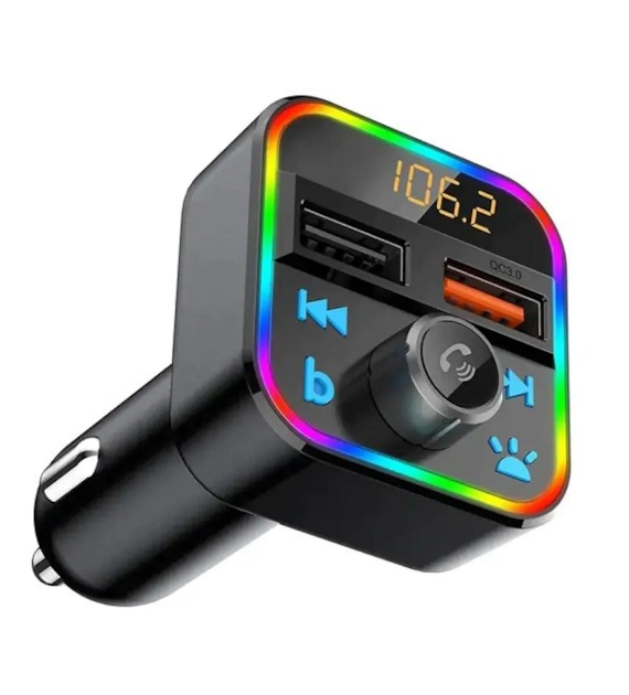 Transmiter fm szybka ładowarka bluetooth audio mp3 bluetooth microsd 2x usb rgb *2864* xj