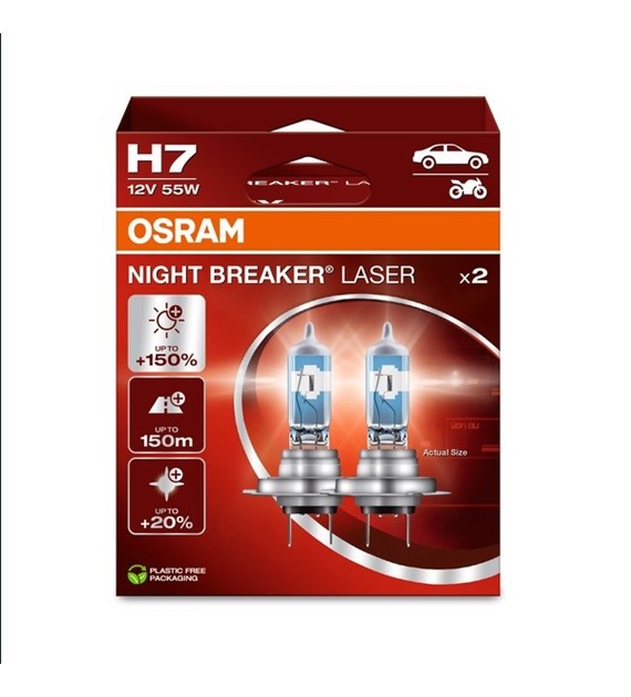 Żarówka 12V H7  55W Osram NIGHT BREAKER LASER +150% EKO 2HB