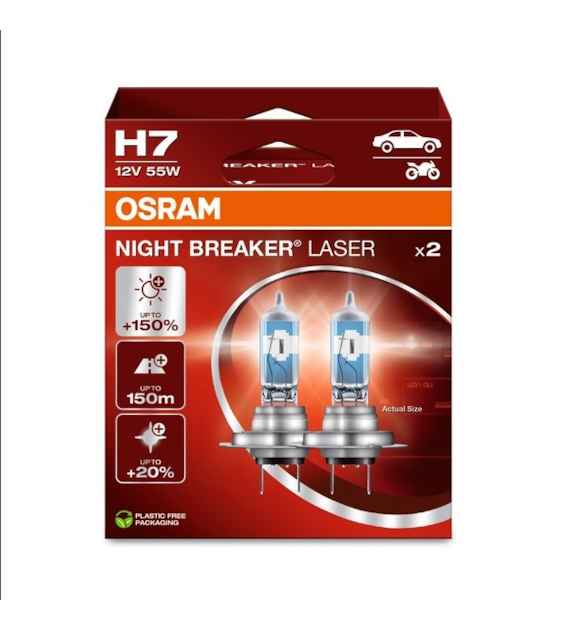 Żarówka 12V H7  55W Osram NIGHT BREAKER LASER +150% EKO 2HB