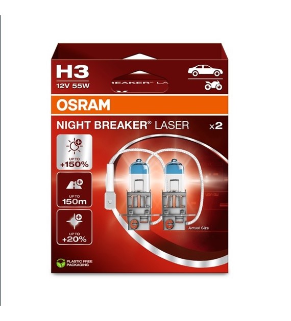 Żarówka 12V H3  55W Osram NIGHT BREAKER LASER +150% EKO 2HB