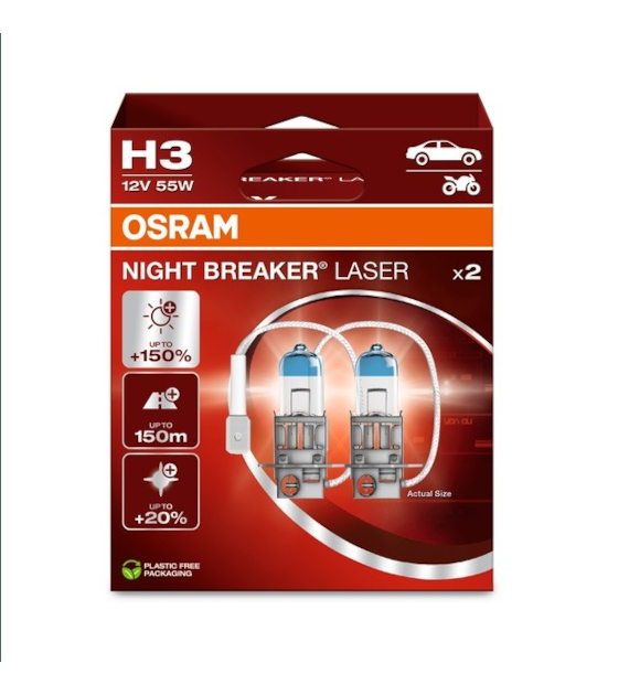 Żarówka 12V H3  55W Osram NIGHT BREAKER LASER +150% EKO 2HB