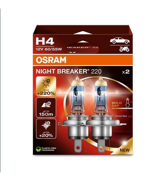 Żarówka 12V H4  55W Osram NIGHT BREAKER LASER +220% EKO 2HB