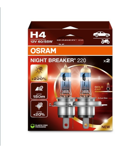 Żarówka 12V H4  60/55W P43 Osram NIGHT BREAKER LASER +220% EKO 2HB