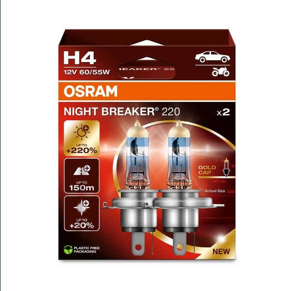 Żarówka 12V H4  60/55W P43 Osram NIGHT BREAKER LASER +220% EKO 2HB