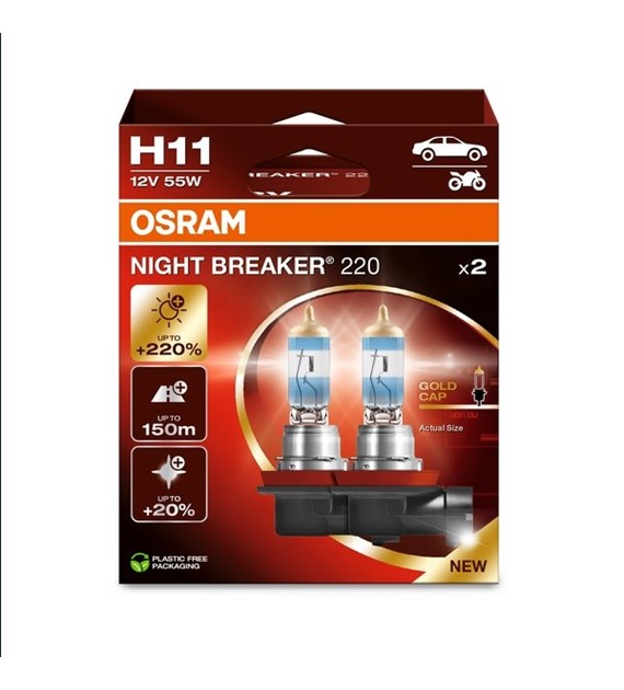 Żarówka 12V H11  55W Osram NIGHT BREAKER LASER +220% EKO 2HB