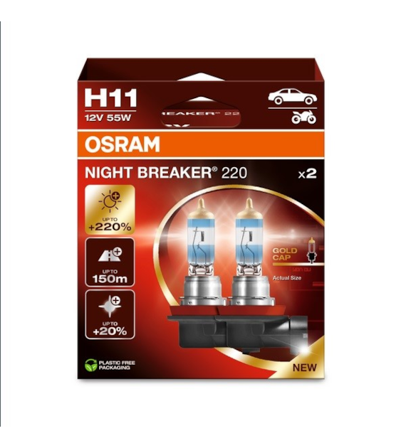 Żarówka 12V H11  55W Osram NIGHT BREAKER LASER +220% EKO 2HB