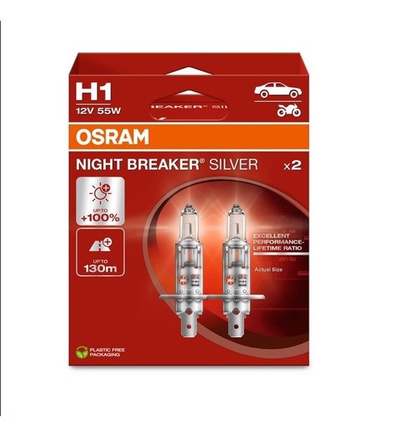 Żarówka 12V H1  55W Osram NIGHT BREAKER SILVER EKO 2HB