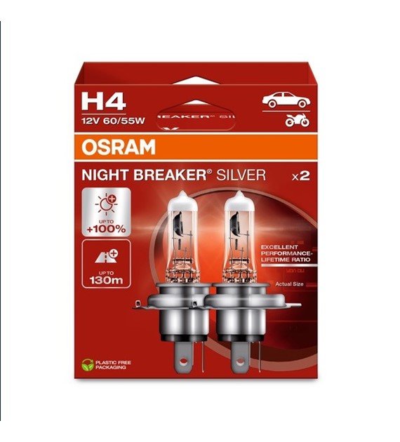 Żarówka 12V H4  55W Osram NIGHT BREAKER SILVER EKO 2HB