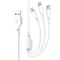 XO kabel NB230 3w1 USB + USB-C + microUSB + Lightning 1,0m 2,4A biały *GSM180868*