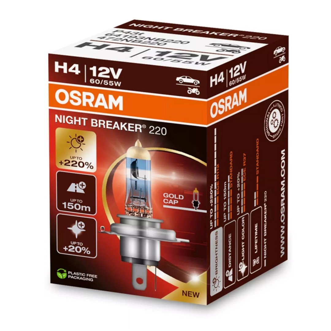 Żarówka 12V H4  60/55W P43 Osram NIGHT BREAKER LASER +220% EKO *64193NB220* 1szt
