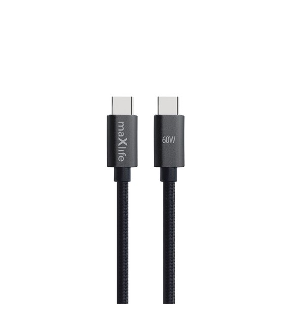 Maxlife kabel MXUC-12 USB-C - USB-C 2,0 m 60W czarny  *OEM0101469*