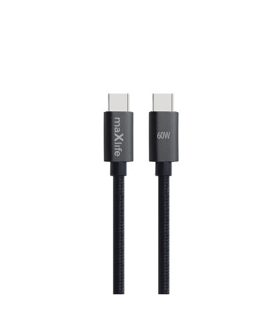 Maxlife kabel MXUC-12 USB-C - USB-C 2,0 m 60W czarny  *OEM0101469*