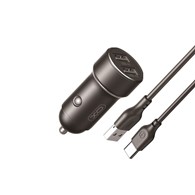 AKC.XO ładowarka samochodowa CC53 12W 2x USB czarna + kabel USB - UBS-C  *GSM177862*