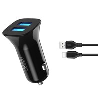 AKC.XO ładowarka samochodowa TZ10 2x USB 2,4A czarna + kabel USB-C *GSM167466*
