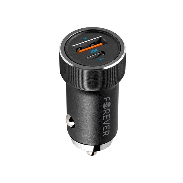 Forever ładowarka samochodowa PD QC CC-06 1x USB-C 1x USB 20W czarna *GSM112638*