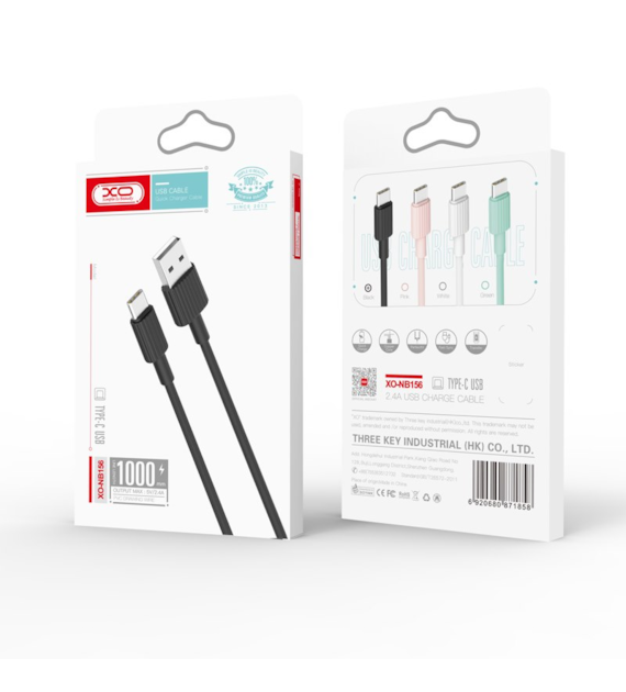 AKC. XO kabel NB156 USB - USB-C 1,0 m 3A czarny  *GSM104072*