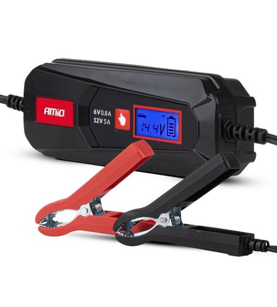 Prostownik AMiO 6/12V cyfrowy LEAD ACID STD GEL AGM LFP MAX 5A 6V 12V *04522*