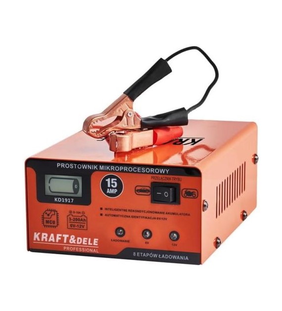 Prostownik samochodowy 12V/6V 15A inteligentny KD1917 Kraft&Dele