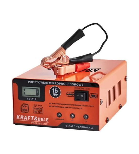 Prostownik samochodowy 12V/6V 15A inteligentny KD1917 Kraft&Dele