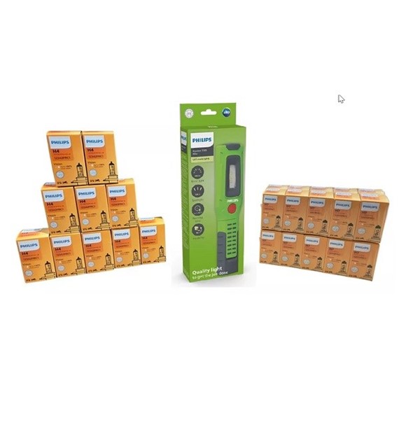 Żarówka 12V Display Philips +30% (20H7+10H4)  + Latarka Pillar Xperion 3000 Philips
