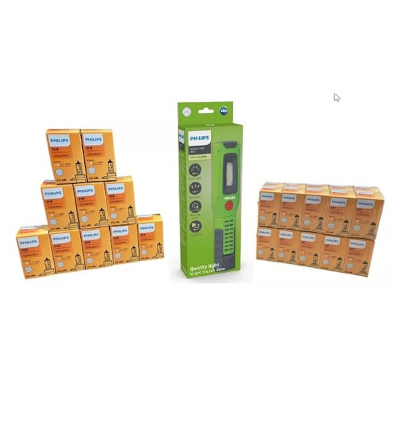 Żarówka 12V Display Philips +30% (20H7+10H4)  + Latarka Pillar Xperion 3000 Philips