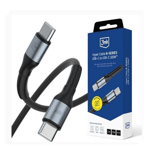 AKC. 3MK Kabel USB C - C Hyper Cable N-SERIES PD 3.0 QC 3.0 2m 100W czarny