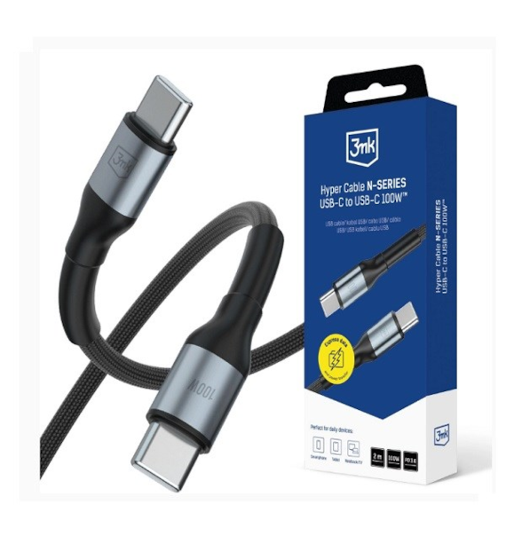 AKC. 3MK Kabel USB C - C Hyper Cable N-SERIES PD 3.0 QC 3.0 1,5m 100W czarny