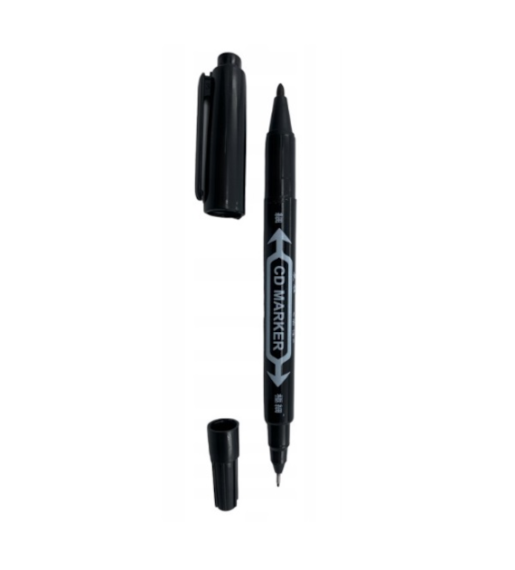 Marker cienkopis pisak czarny dwustronny permanentny 1szt *2736* xj