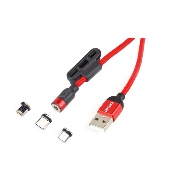 Kabel do ładowania USB magnetyczny 3w1 na Lightning USB-C micro USB 1m AMIO *02522*