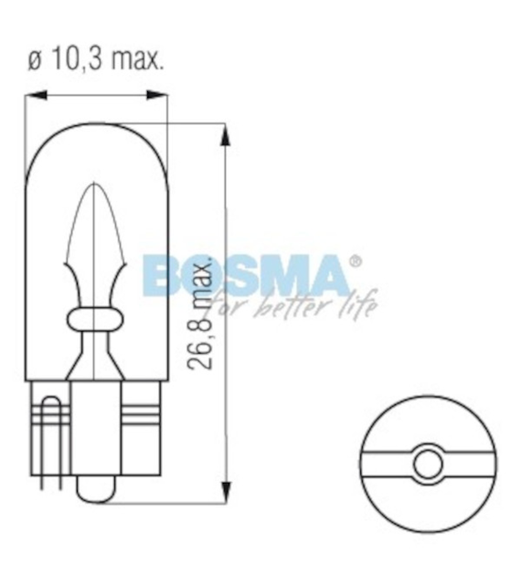 Żarówka 12V  5W W5W T10 całoszklana BOSMA czerwona *3820*