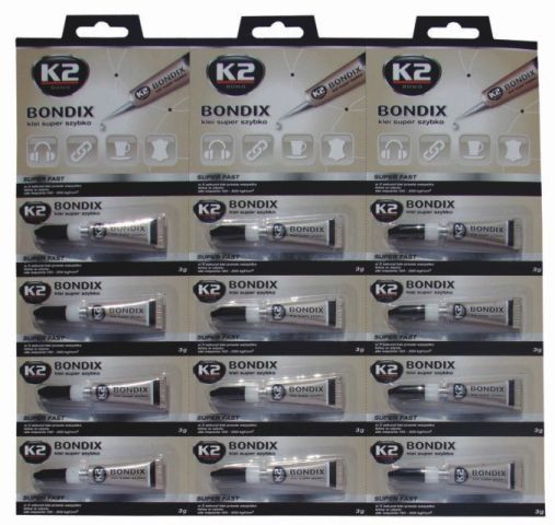 K2 BONDIX szybki klej (jak SUPER GLUE) *wypisywać po 12szt!*  3g   (B1000)